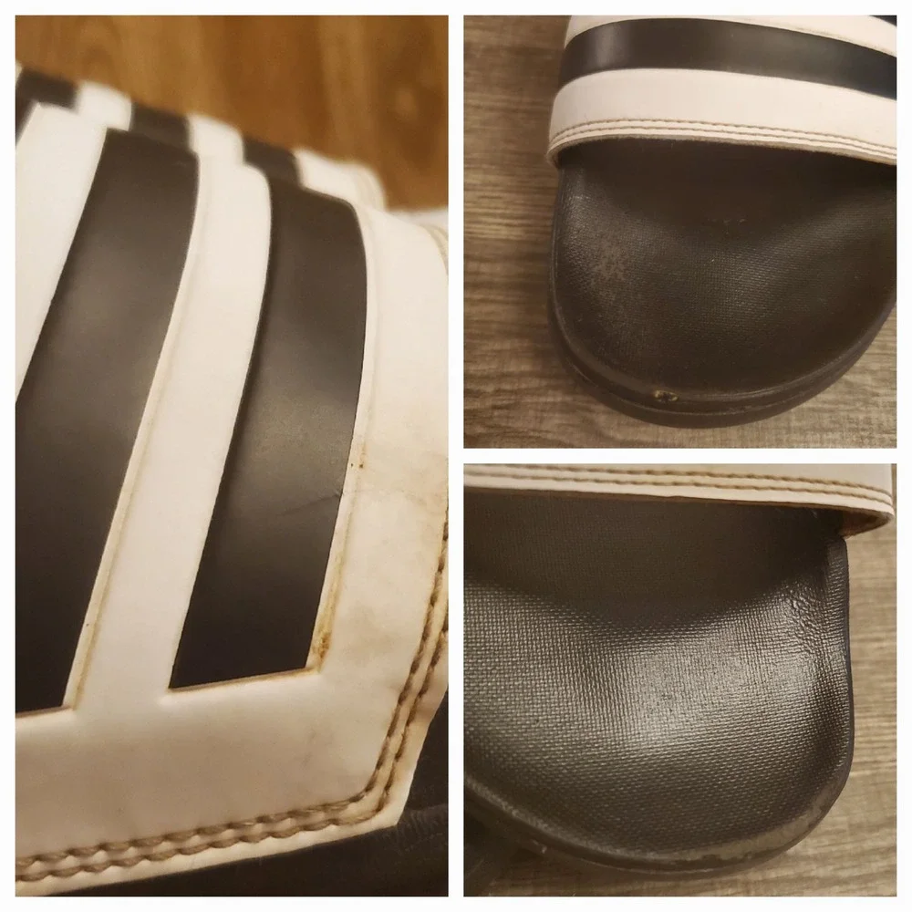 adidas‎ Adilette Comfort Slides Mens Size 9 Shower Sandals Black White